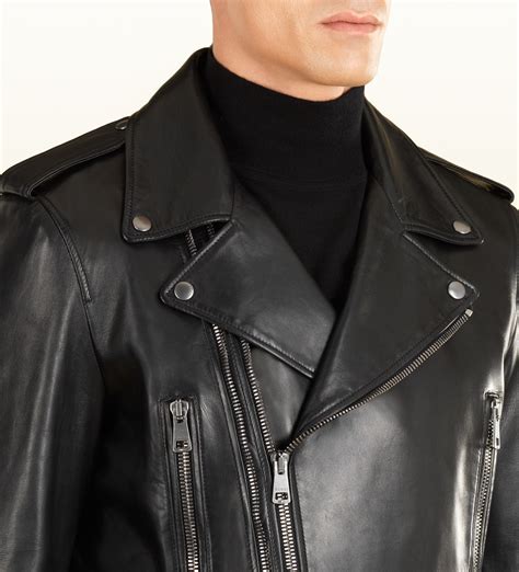 gucci mens biker jacket|Gucci leather jacket price.